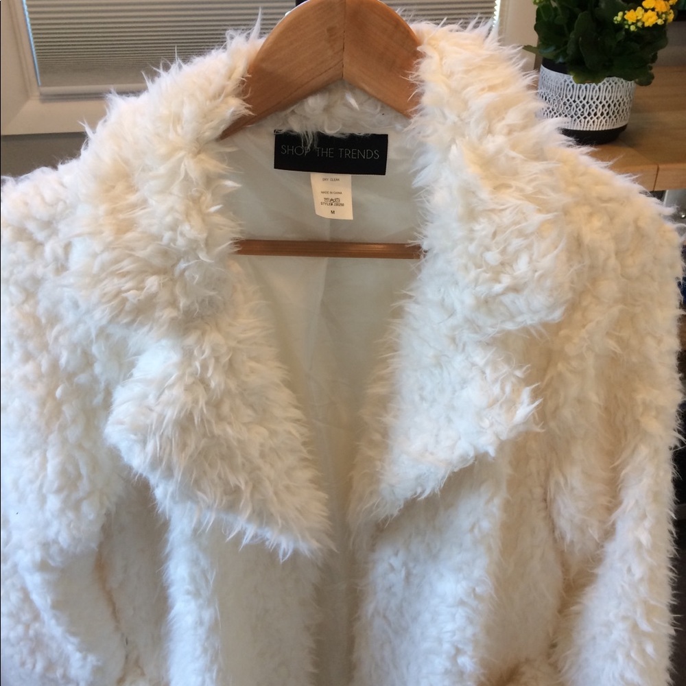 🍁LAST ONE‼️Ivory Shaggy Faux Teddy Bear Fur Coat - Picture 2 of 8